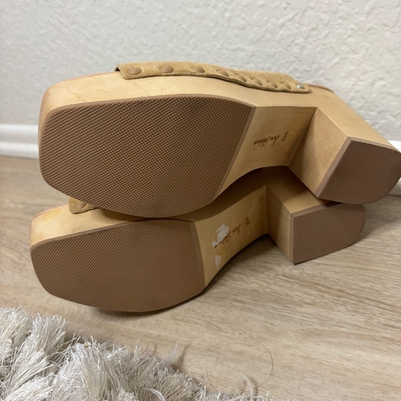 New Sam Edelman Josselyn Tan Suede Platform Wooden Mules Clogs Size 10.5 - Picture 5 of 7
